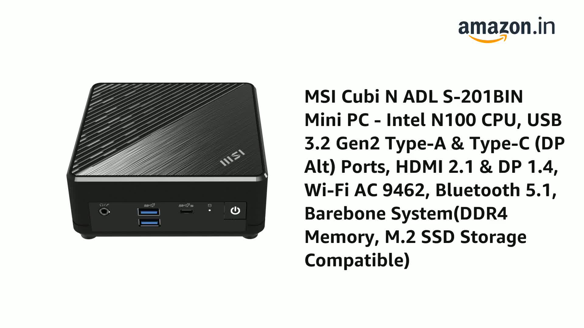 MSI Cubi N ADL S-201BIN Mini PC Intel N100 Barebone System